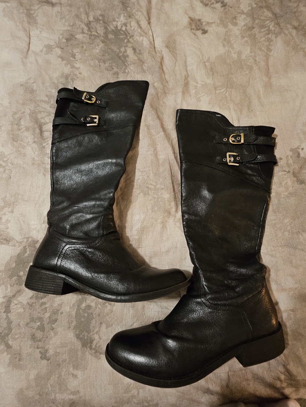 Steve Madden Black Over-the-Knee Buckle Boots Women Size 10